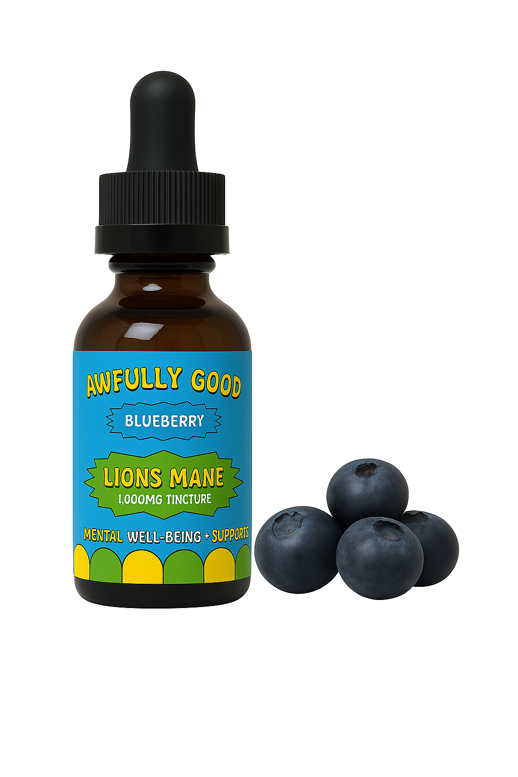 🫐 Blueberry Lion’s Mane Tincture – Brain Boost & Clarity (2oz)