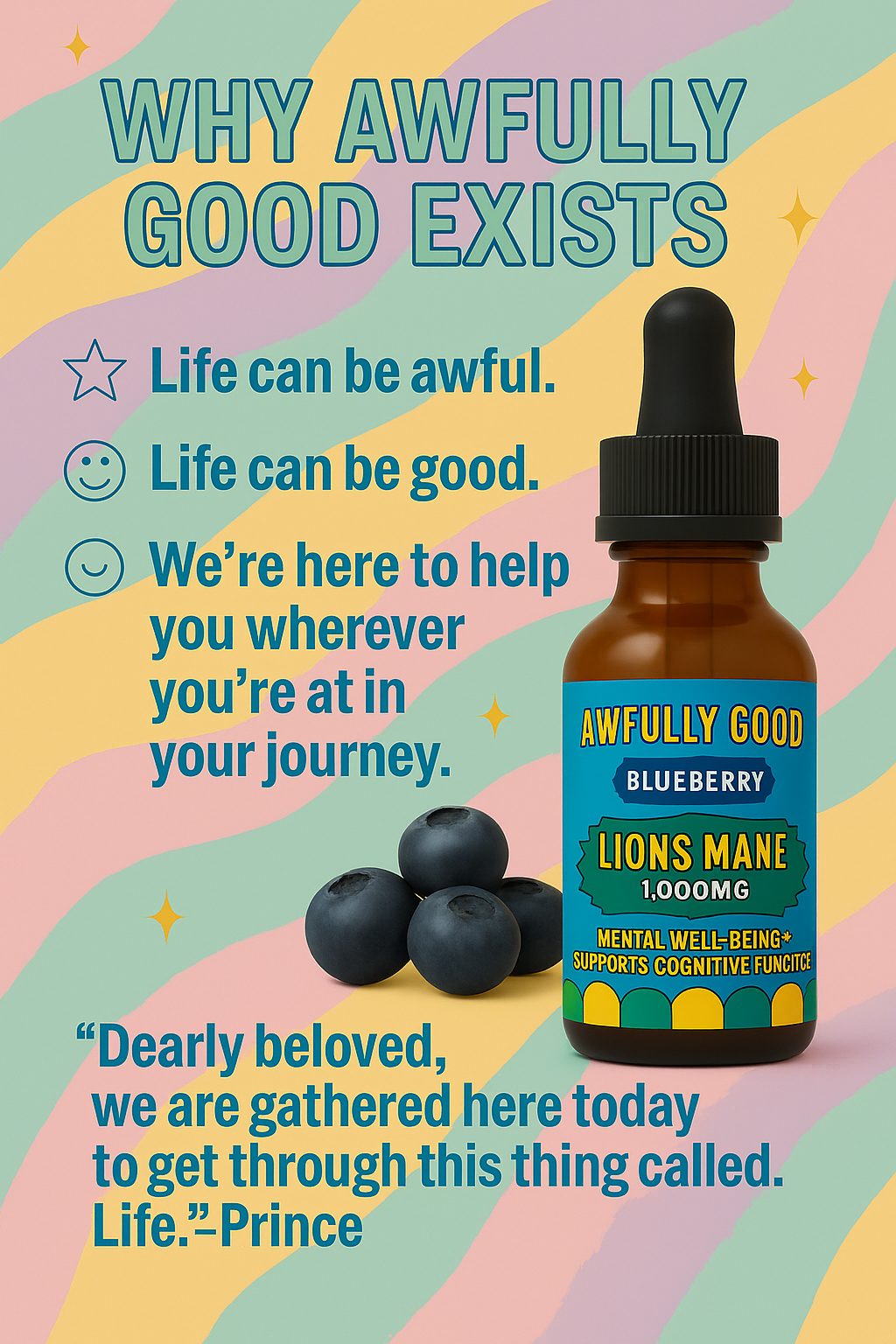 🫐 Blueberry Lion’s Mane Tincture – Brain Boost & Clarity (2oz)