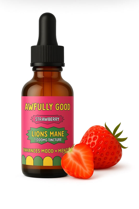 🍓 Strawberry Lion’s Mane Tincture – Focus & Memory Support (2oz)